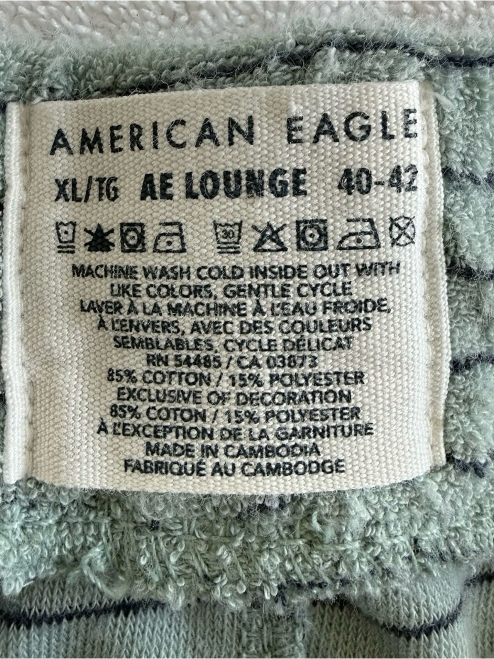 American Eagle Sofa Surfin Terry Striped Lounge Shorts Green Men’s Size XL - Picture 5 of 6